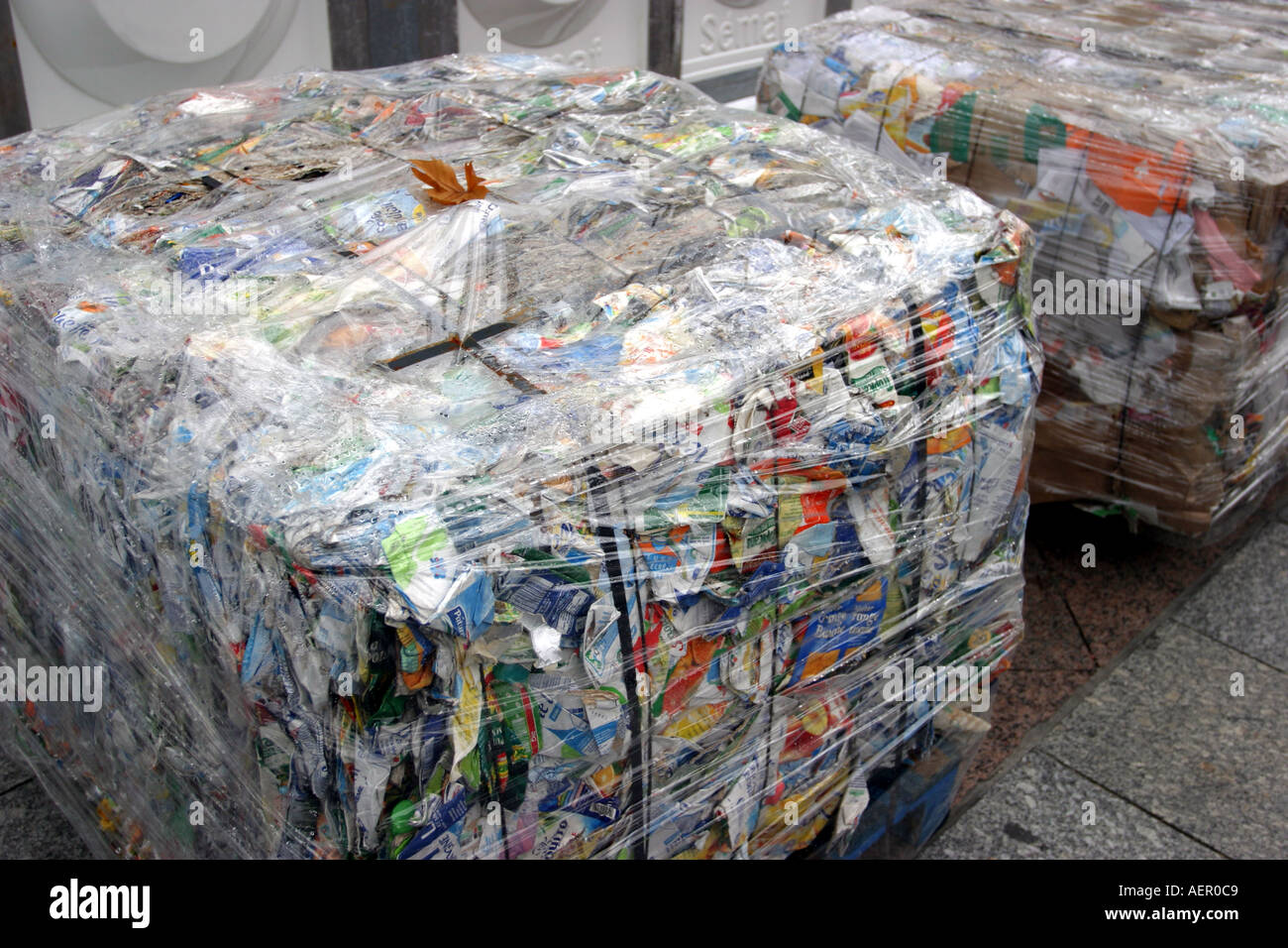 Bundles of plastic paper and others at recycling plant Stock Photo - Alamy