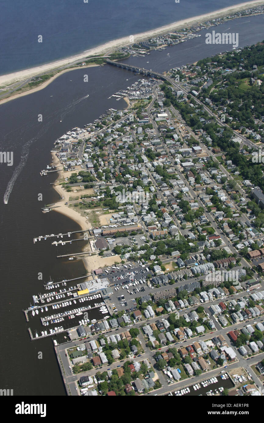 Aerial view of Atlantic Highlands and Sandy Hook, New Jersey, U.S.A