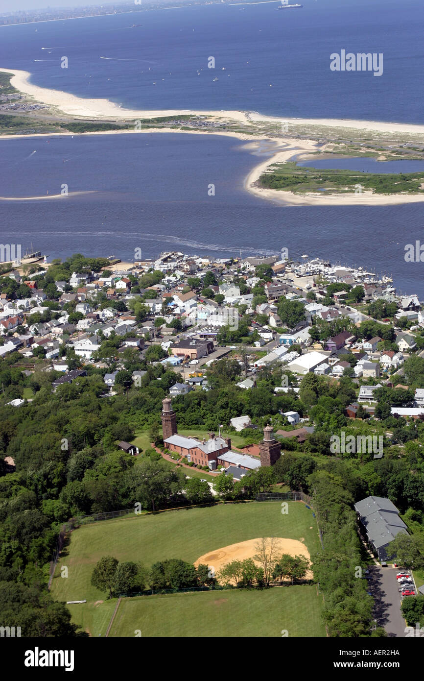 Aerial view of Atlantic Highlands and Sandy Hook, New Jersey, U.S.A