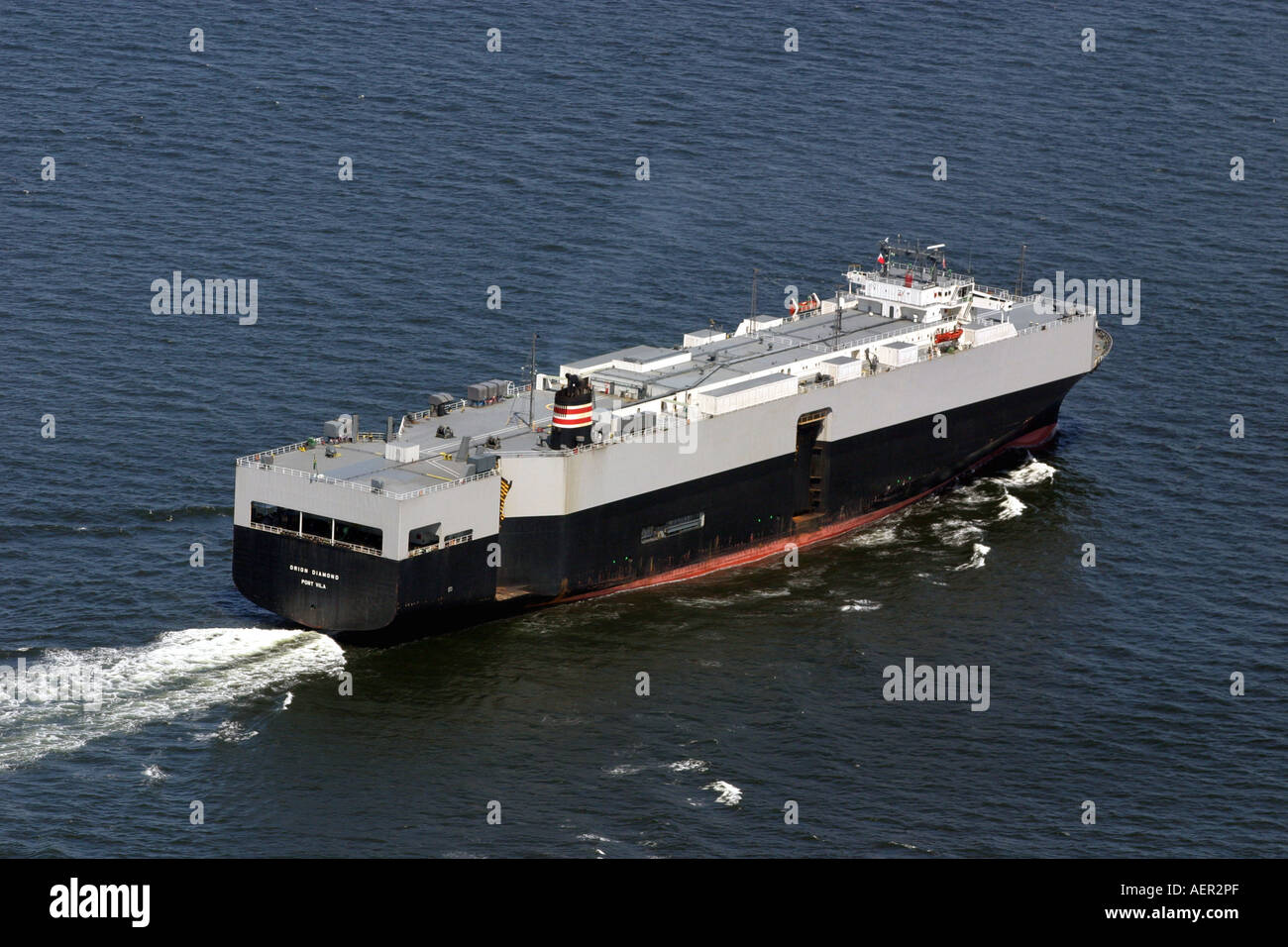 Aerial view of car carrier ship at sea Stock Photo Alamy