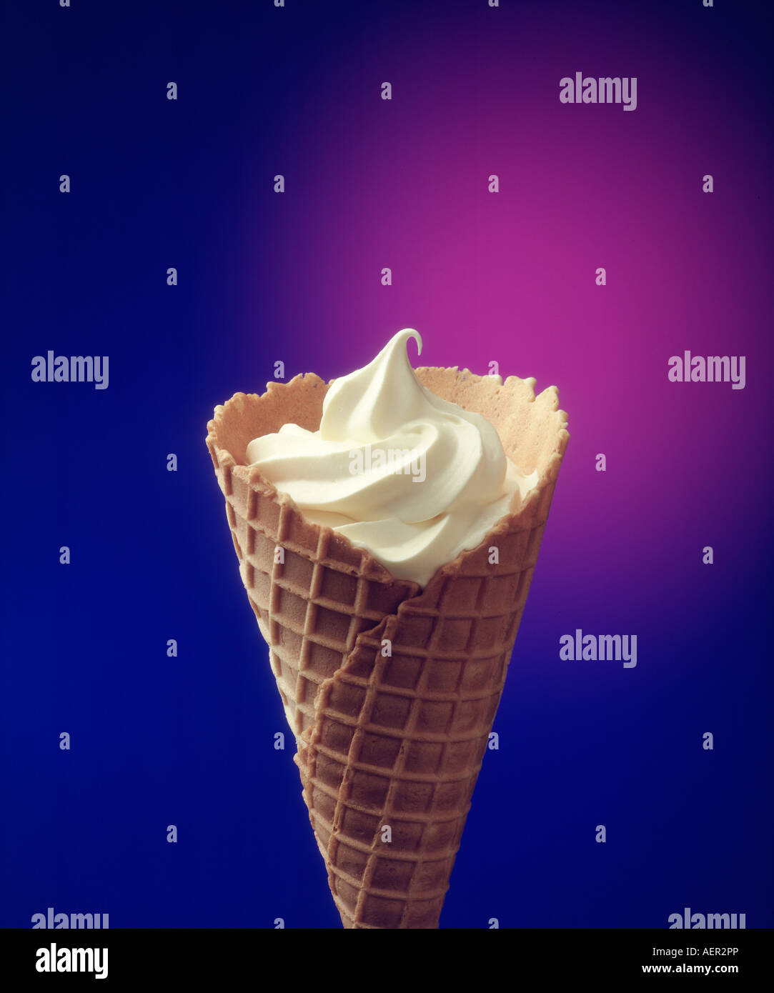 Frozen Yogurt Waffle Cone Stock Photo Alamy