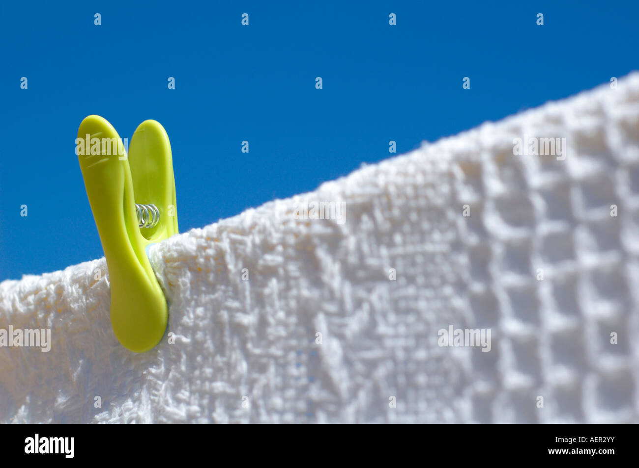 Green Peg on Washing Line Stock Photo Alamy