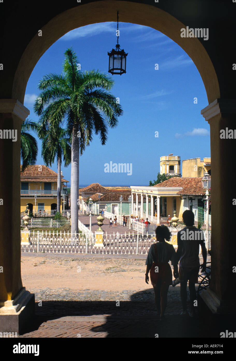 square plaza mayor town of trinidad cuba Stock Photo