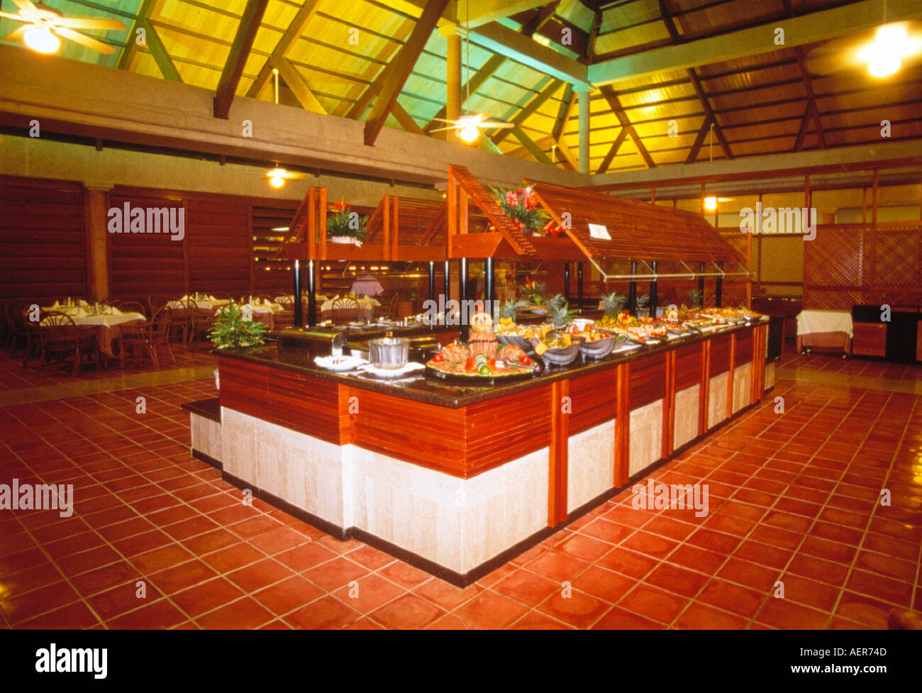 buffet display of various salads hotel iberostar punta cana dominican  republic greater antilles caribbean Stock Photo - Alamy