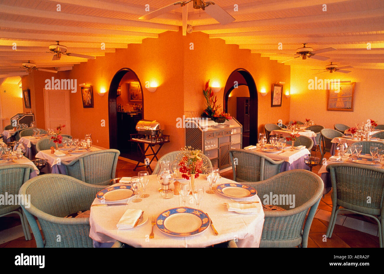 dining room hotel christopher columbus island of grand cayman cayman islands great britain caribbean Stock Photo