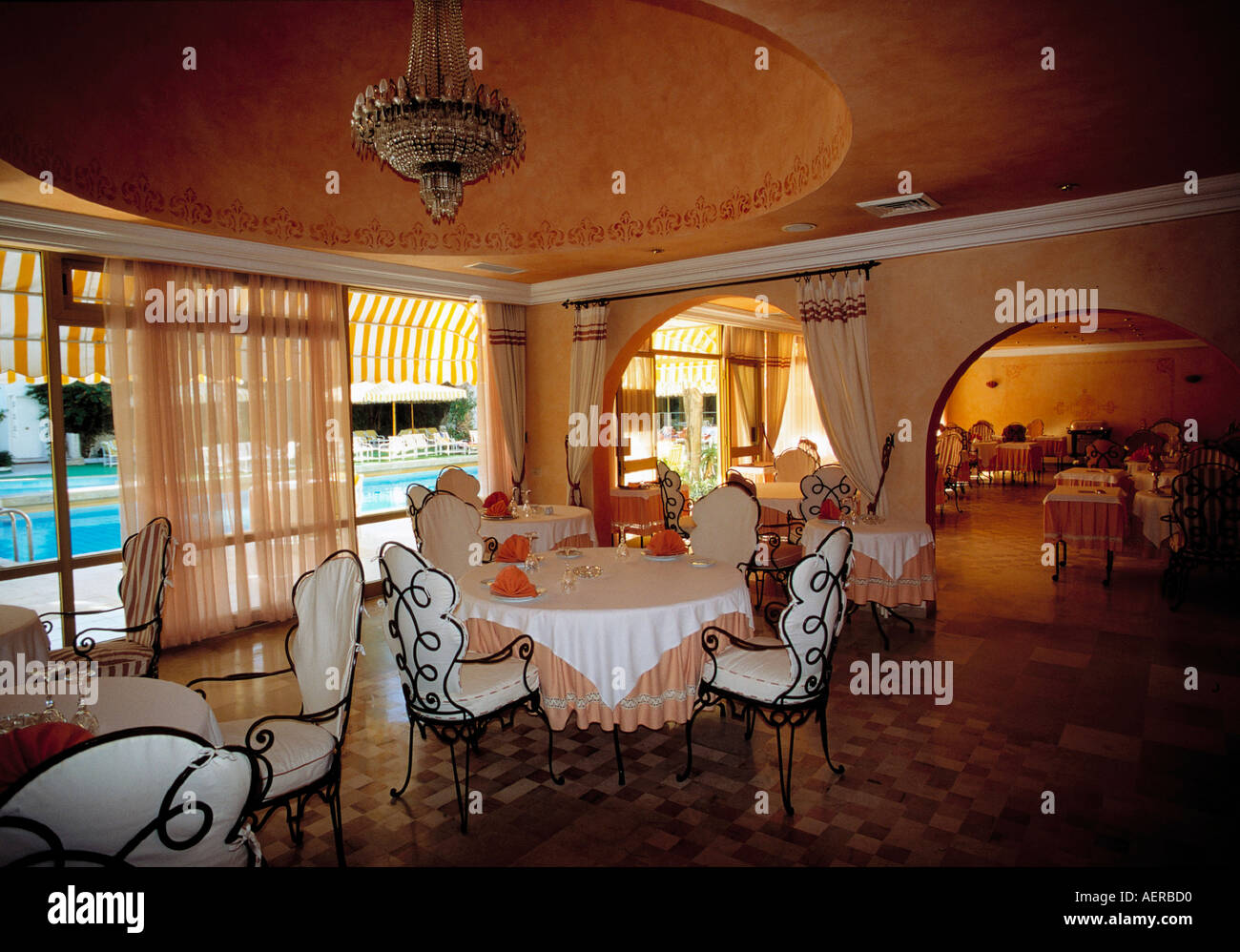 dininghall hotel sindbad city of hammamet tunisia Stock Photo