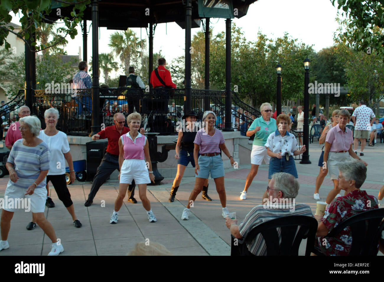 Dancing in the town square at Spanish Springs mid Florida fl USA Stock