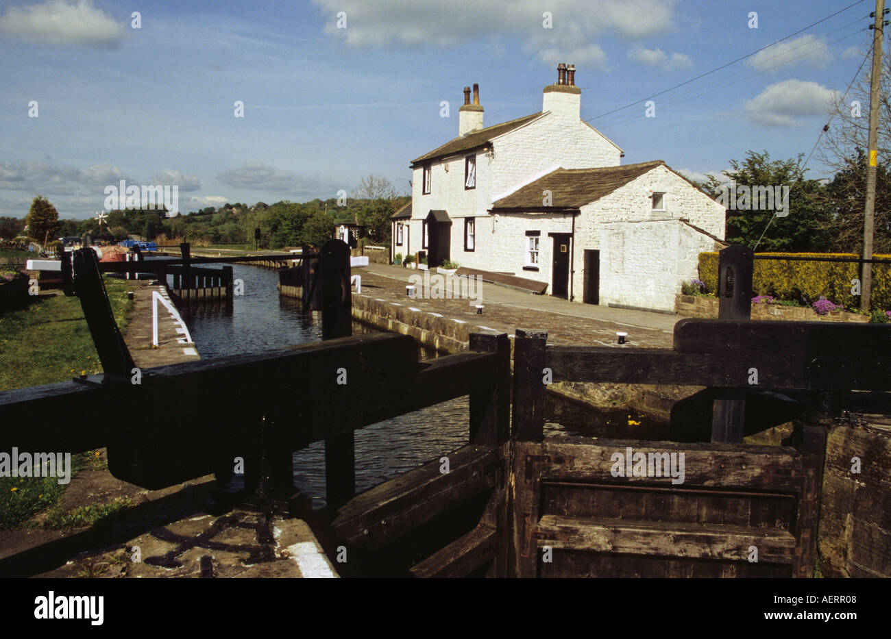 Lock keepers cottage at Barrowford Locks on the Leeds Liverpool Canal Stock Photo