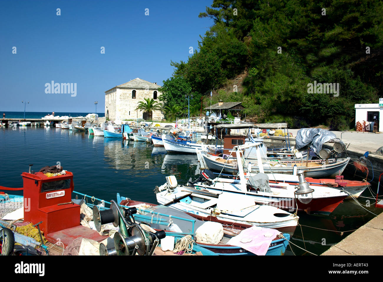 Thassos Harbour Greece Stock Photo