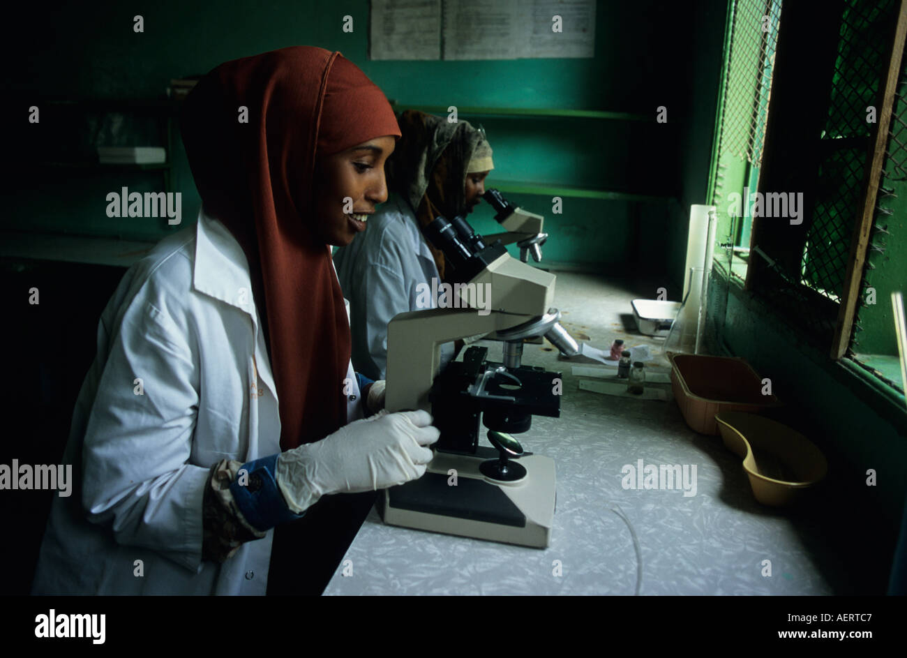 Female laboratory workers in Hargeisa Hospital, Hargeisa, Somaliland