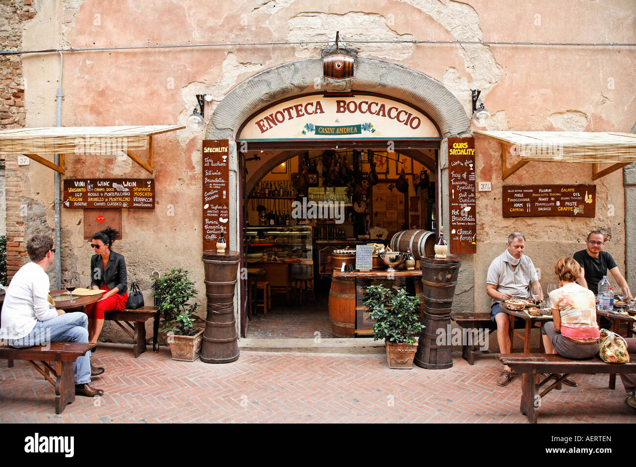 Street Cafe In Certaldo Alto Tuscany Italy Europe Stock Photo Alamy