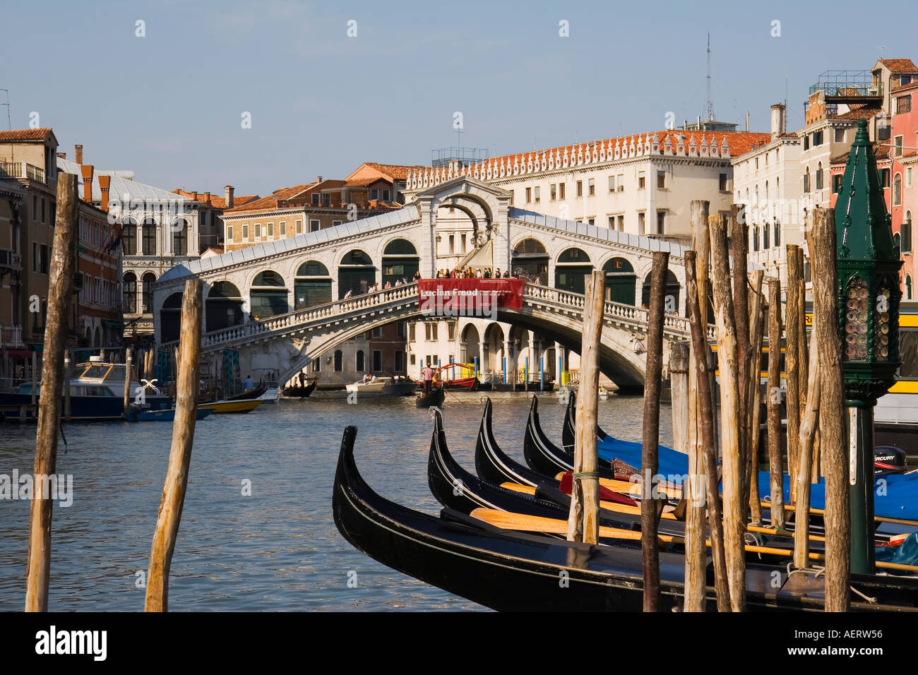 Gondolas tied up grand canal venice hi-res stock photography and images ...