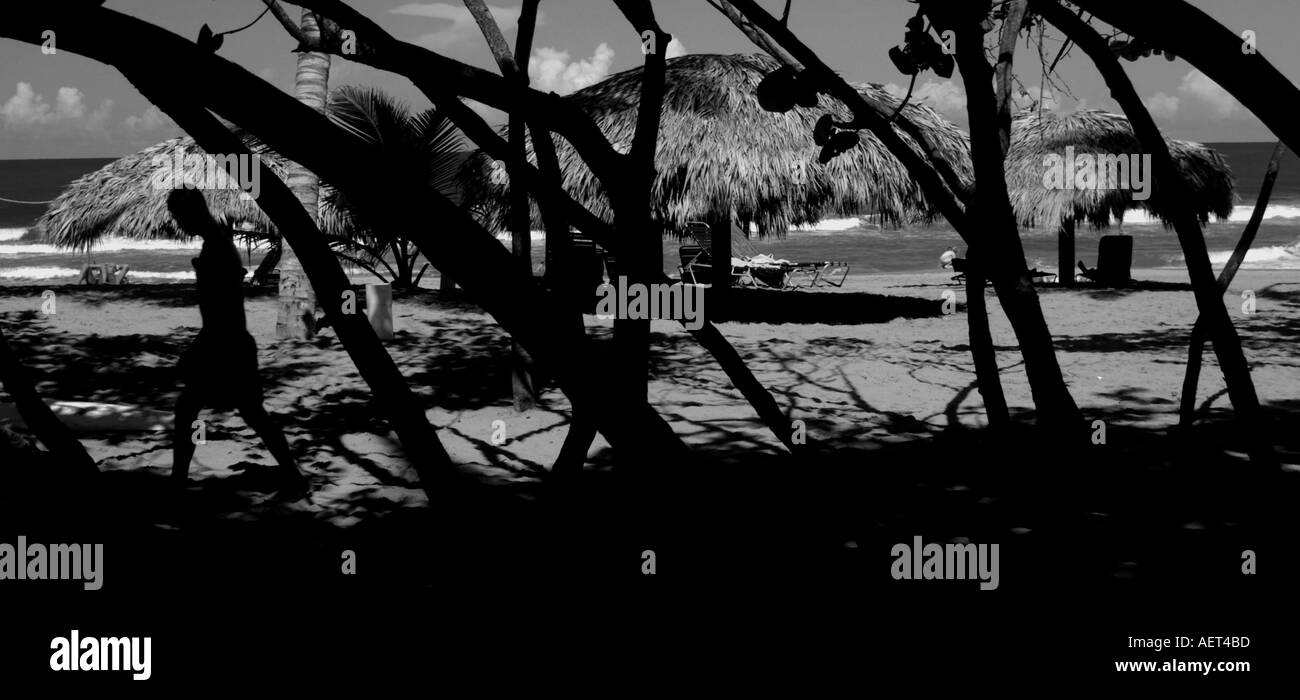 Holiday beach scene sun Black and White Stock Photos & Images - Alamy