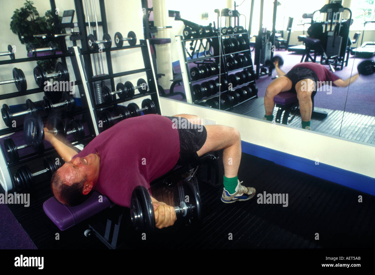 weight training at the Cannon health centre Gym Leeds Yorkshire Stock