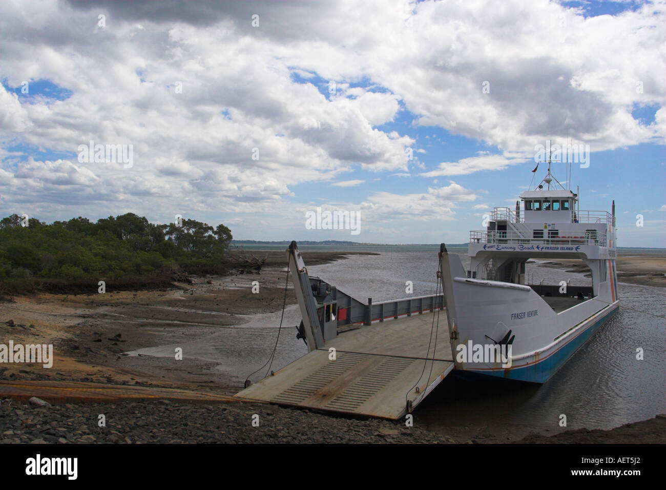 Fraser Venture at the Wangoolba Creek Barge landing area Fraser Island  Queensland Australia Stock Photo - Alamy