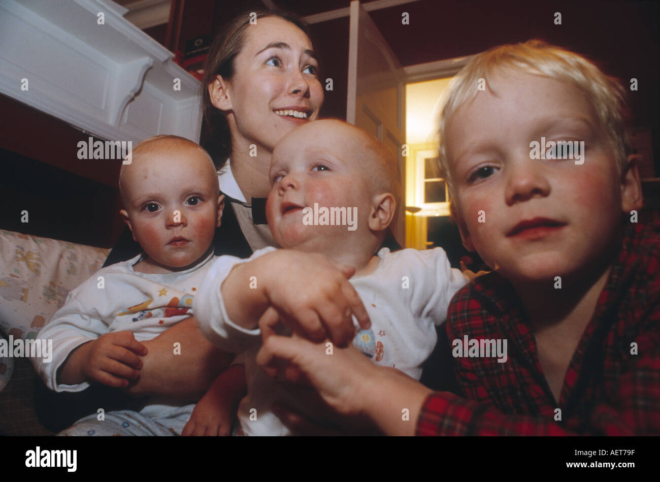 Trained  norland nanny at work in london homes giving  professional child care Stock Photo
