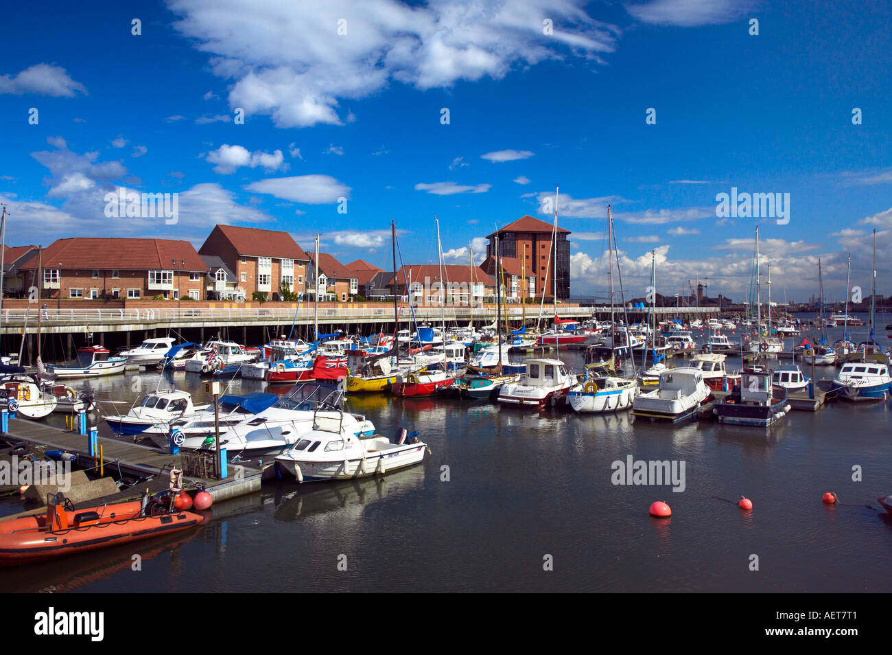 The Marina alongside the River Wear Estuary Sunderland Tyne and Wear England Stock Photo