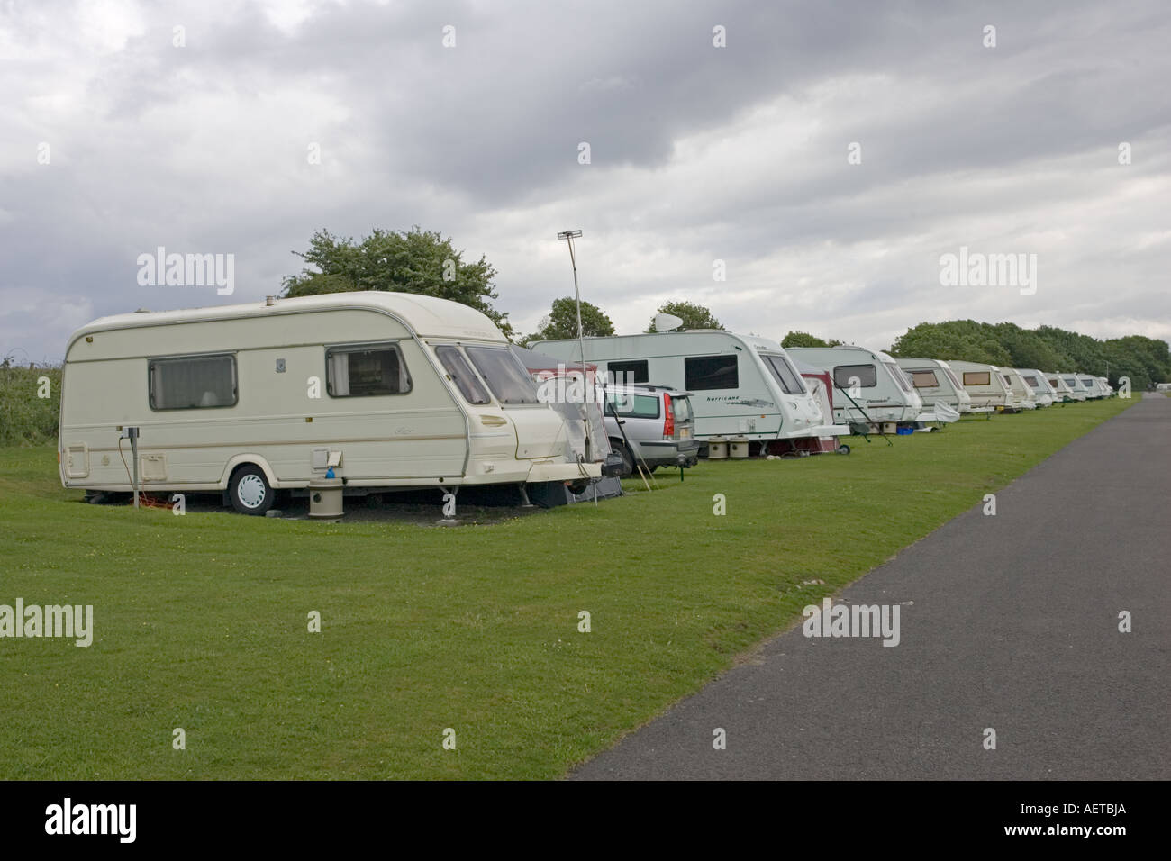 Caravans on beach front Caravan Club Site North Ledaig near Oban
