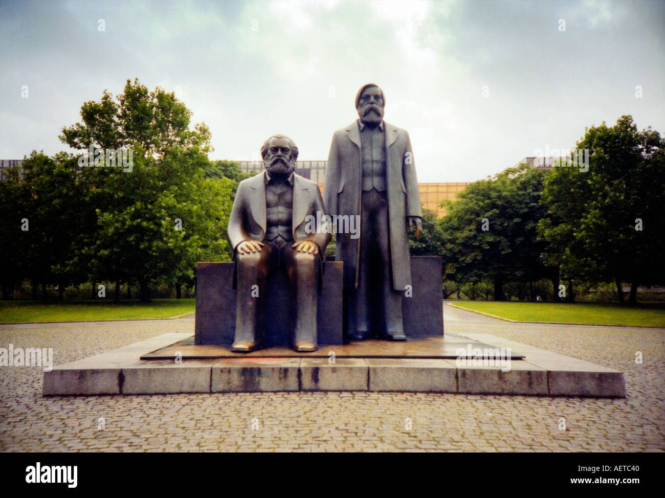 Marx Engels Forum statue in Berlin, Germany, Europe Stock Photo