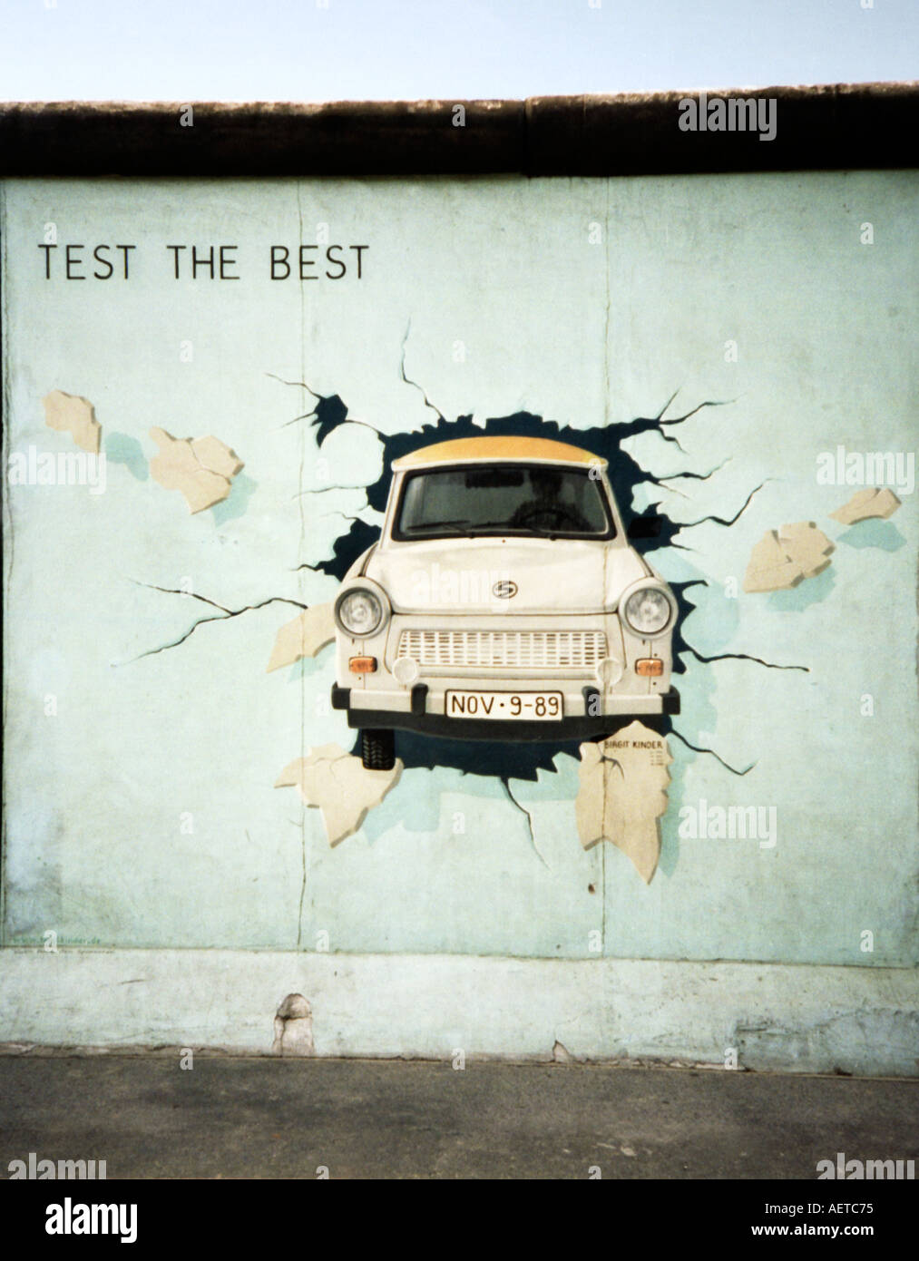Berlin Wall East Side Gallery, art gallery, with the famous Trabant mural Berlin, Germany, Europe Stock Photo