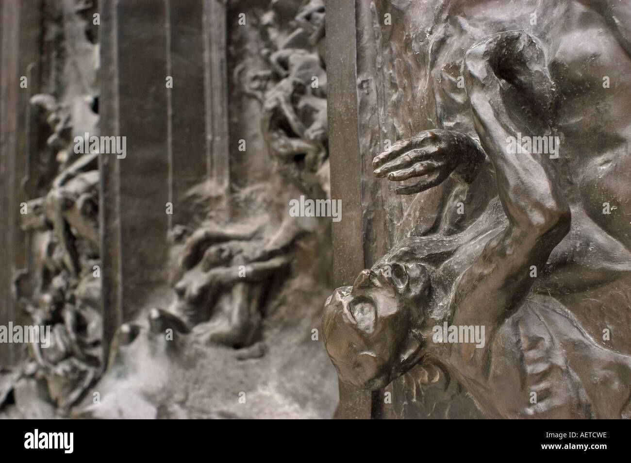 Paris, France. Musee Rodin in Rue de Varenne. Detail of The Gates Of Hell in the museum park Stock Photo