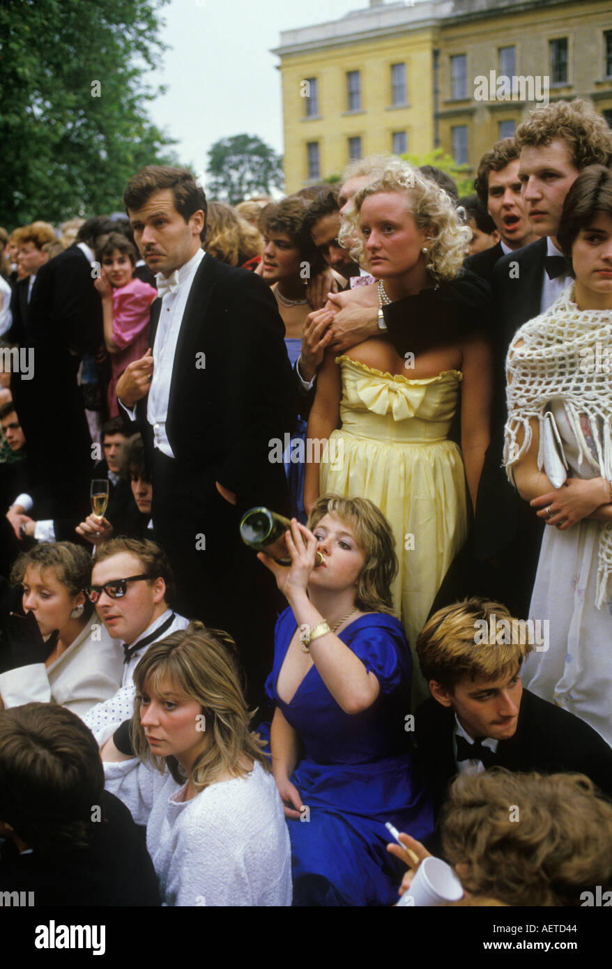 Survivors photograph University students at Magdalen College Oxford University end of year May Ball 1980s UK HOMER SYKES Stock Photo