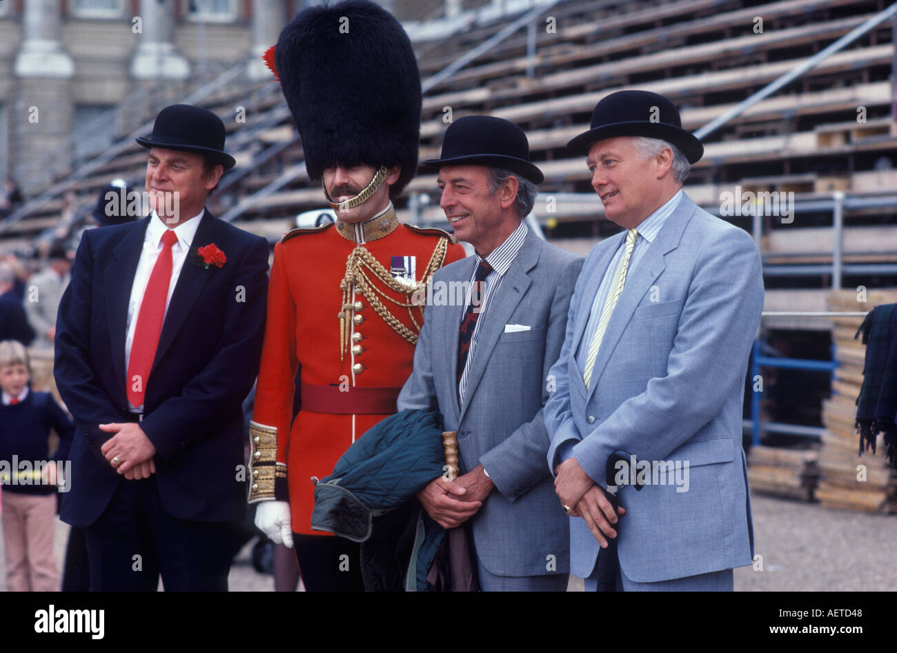Retired British Army Officers Household Cavalry, dress code bowler hats Trooping the Colour