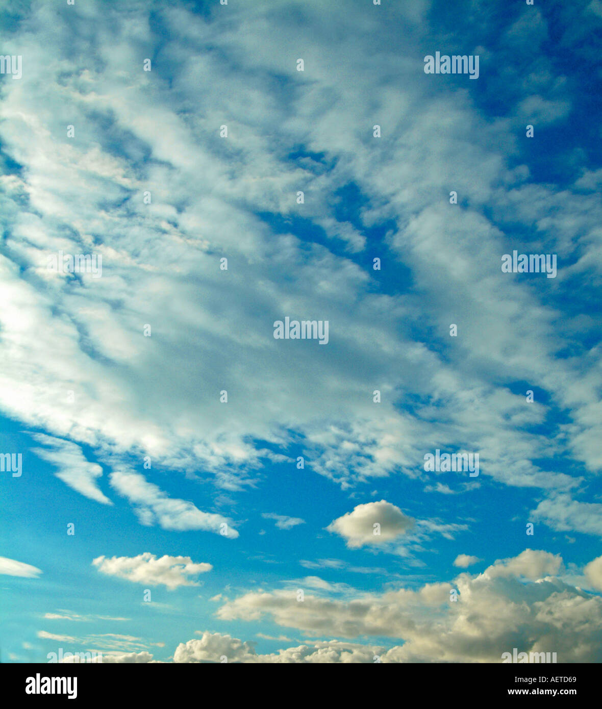 Empty blue sky with puffy clouds mackerel sky Stock Photo Alamy