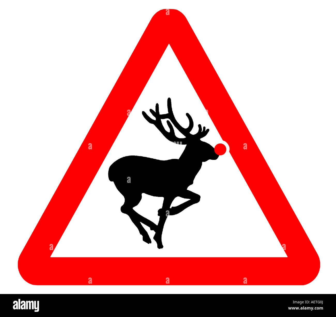 Rudolph the red nosed reindeer sign Stock Photo