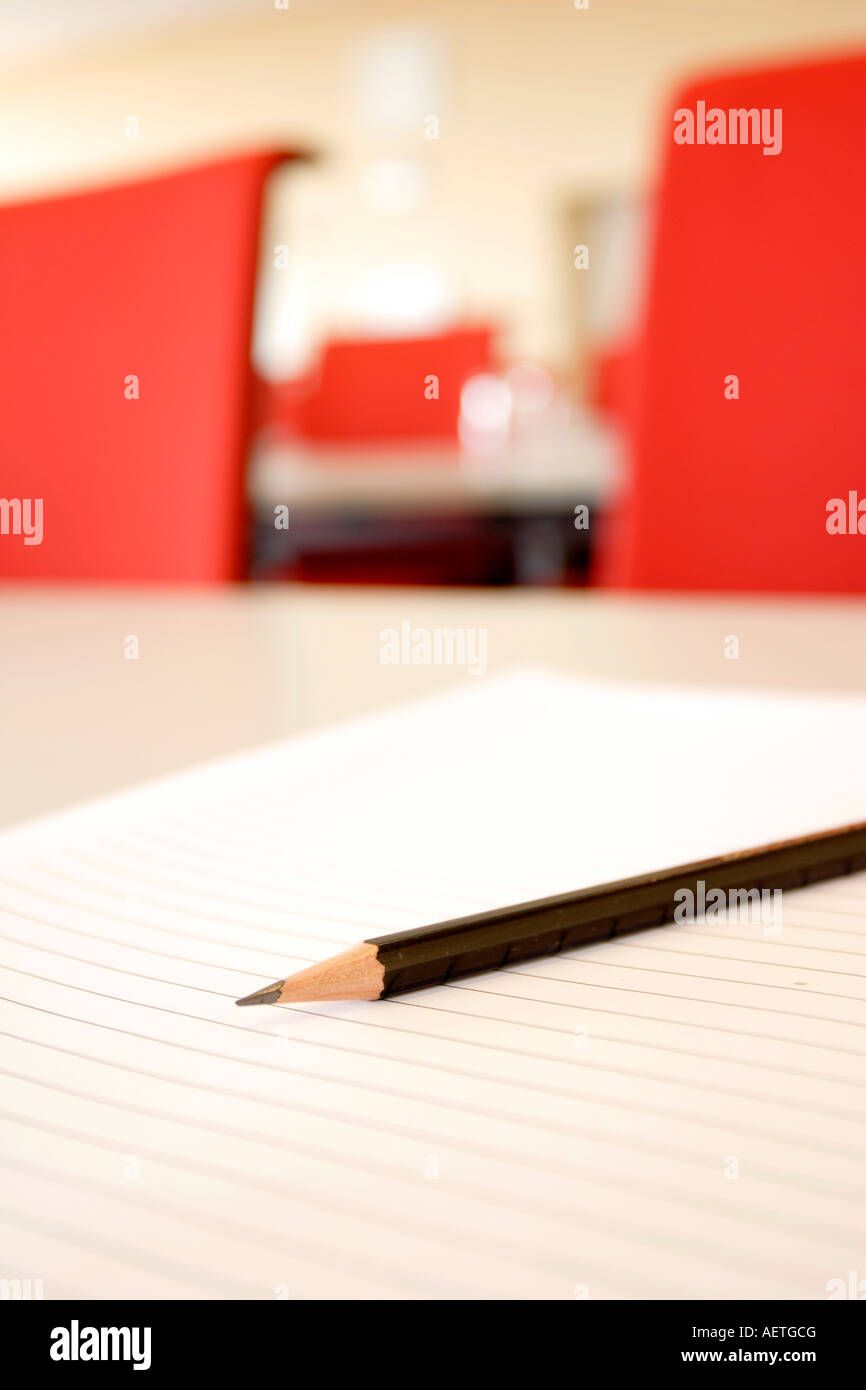 Close up of a pencil on a coference table Stock Photo
