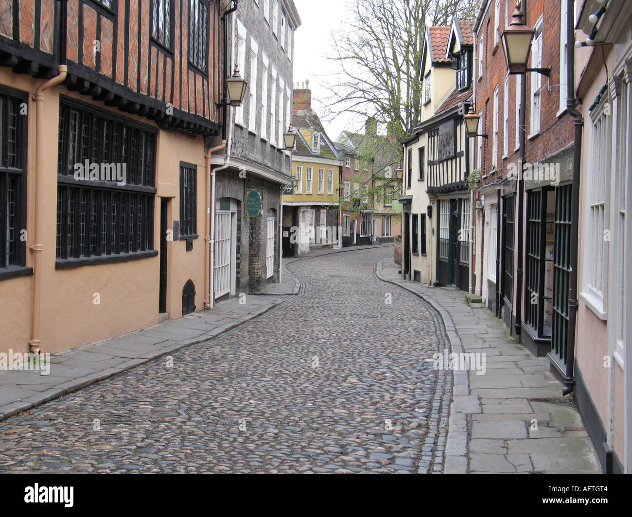 Historic Elm Hill in Norwich, England, UK Stock Photo Alamy