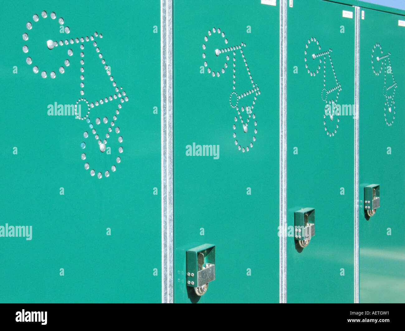 Bicycle lockers Stock Photo