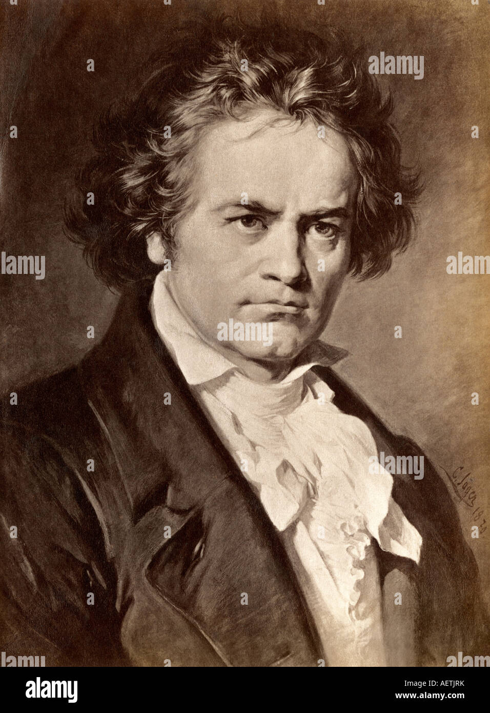 Ludwig van Beethoven. Photograph of an illustration Stock Photo