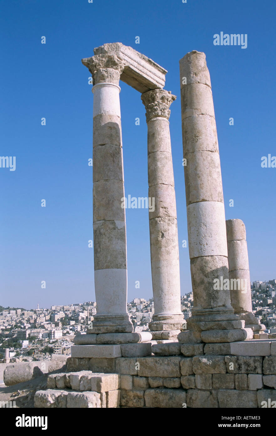 Middle Eastern Column Citadel columns Amman Jordan Middle East Stock Photo - Alamy