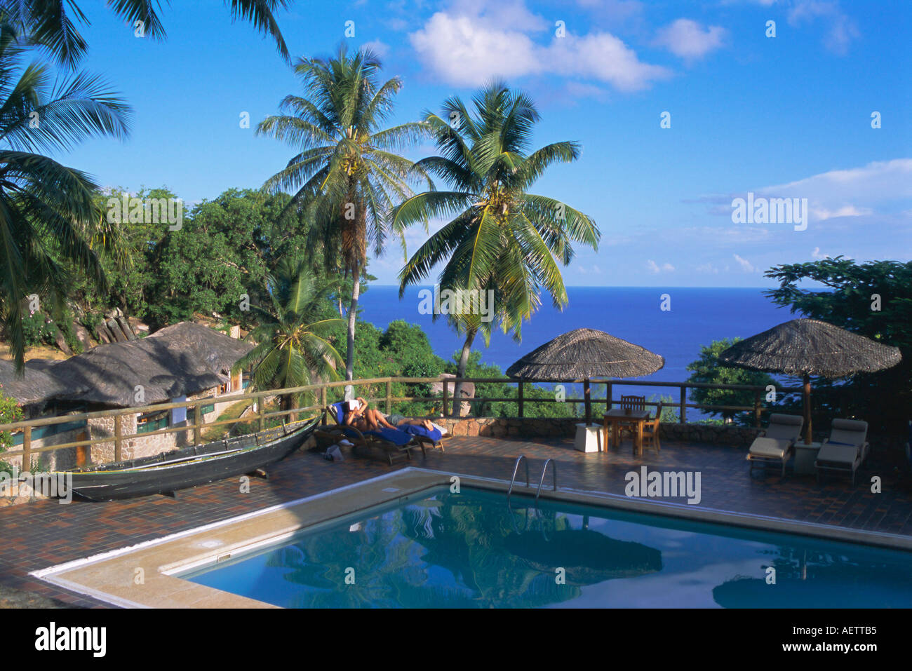 Chateau de Feuilles Anse de Marie Louise south coast island of Praslin Seychelles Indian Ocean Africa Stock Photo