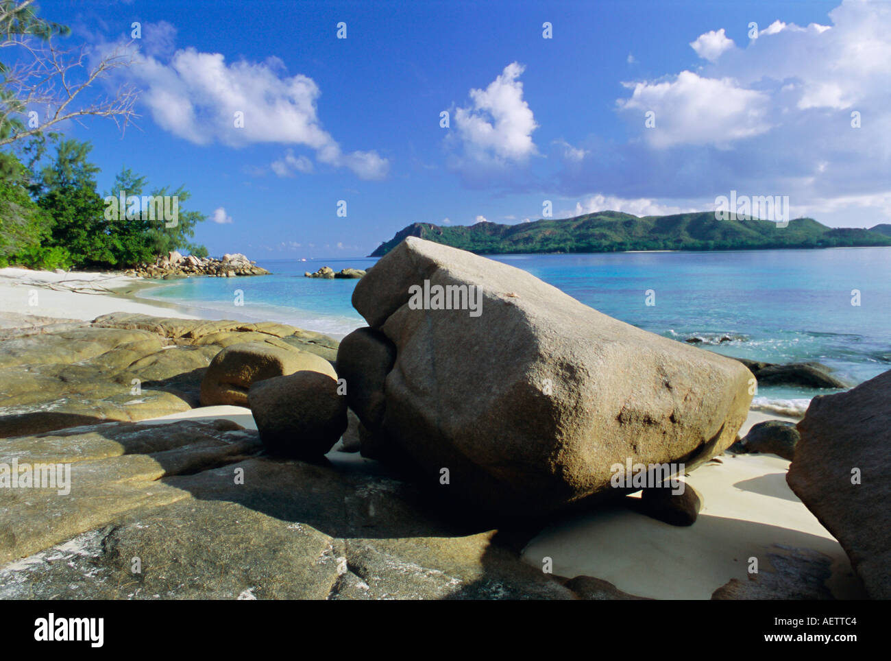 Anse de la Possession Possession beach northwest coast island of Praslin Seychelles Indian Ocean Africa Stock Photo