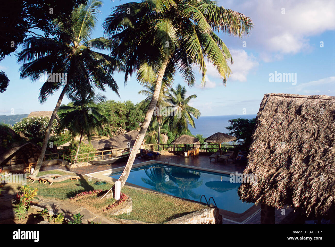 Chateau de Feuilles Anse de Marie Louise south coast island of Praslin Seychelles Indian Ocean Africa Stock Photo