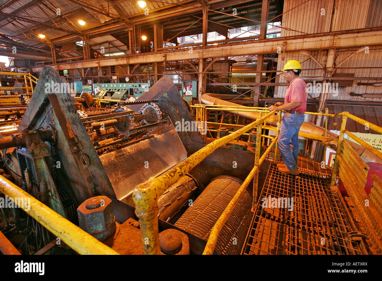 inside sugar plantation processing plant Stock Photo