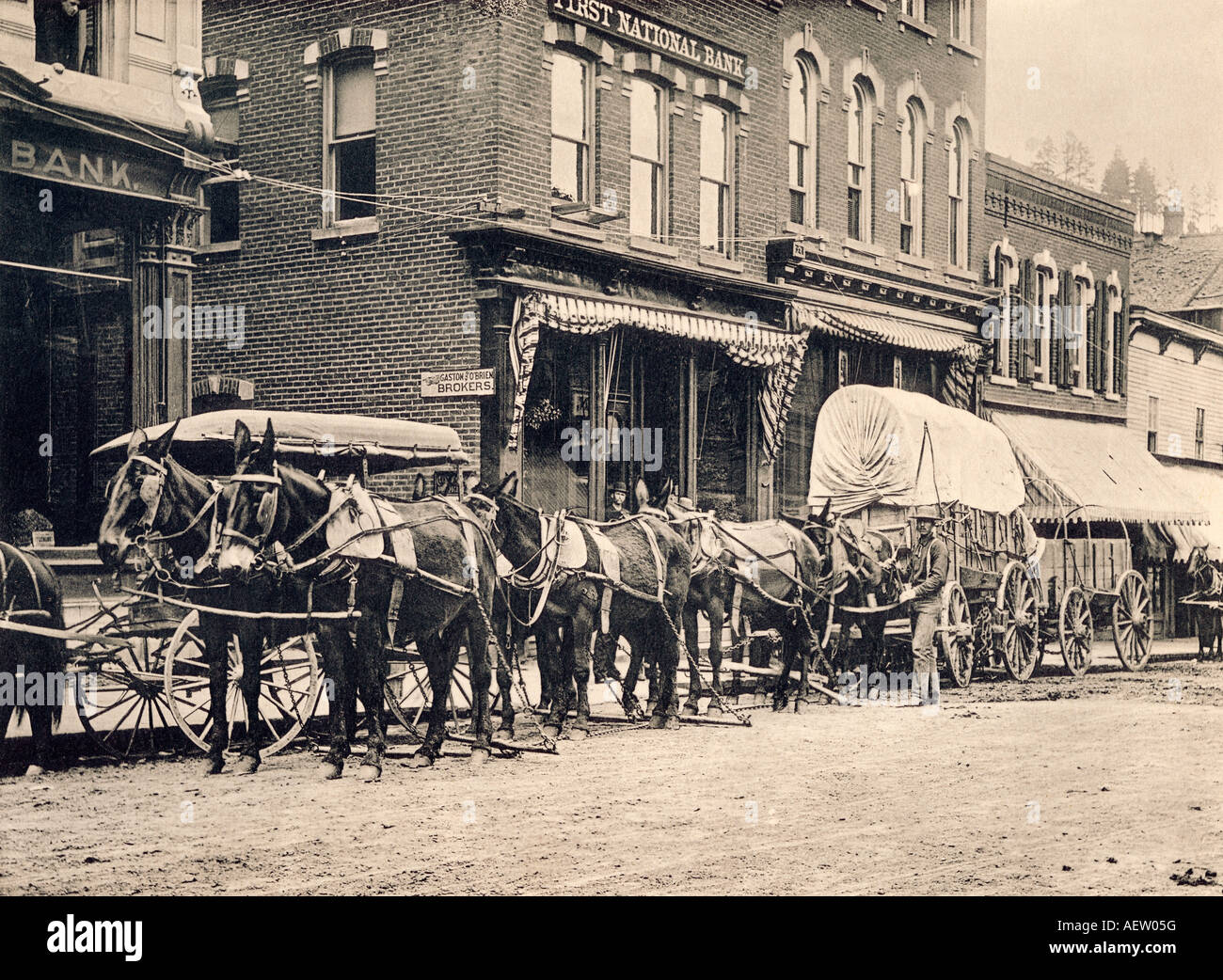 Black Hills Stage at Deadwood South Dakota 1890s. Albertype (photograph) Stock Photo