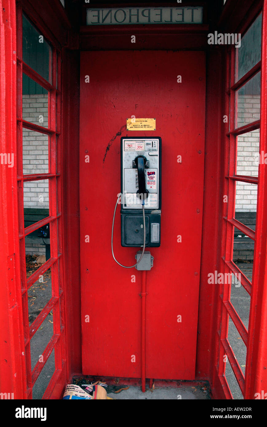Red phone booth.