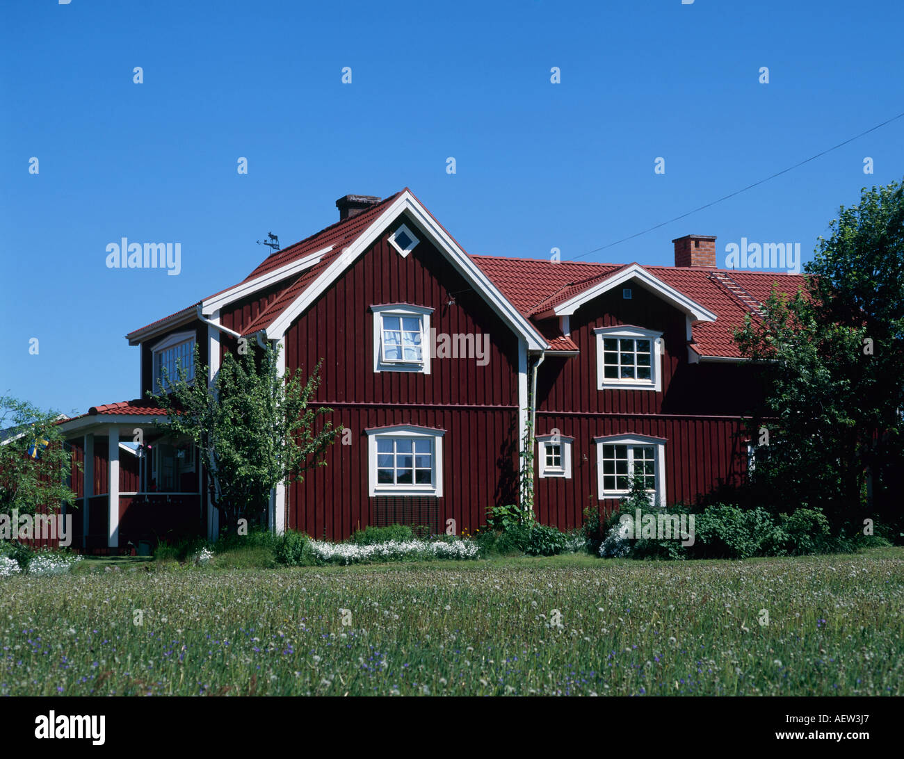 Typical Wooden Houses Nusnas Dalarna Sweden Stock Photo Alamy