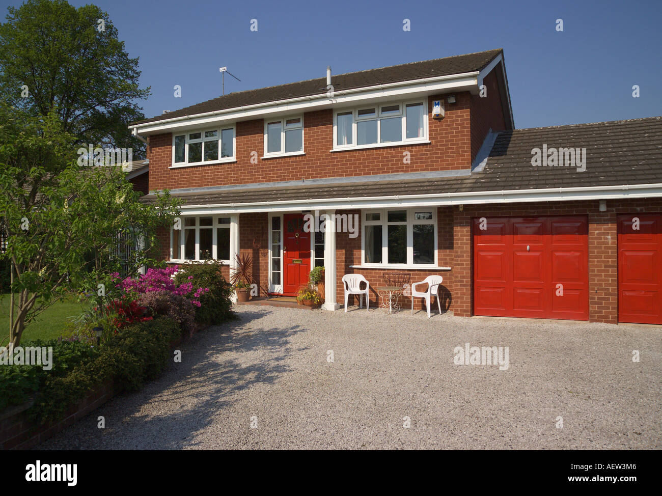 Large detached house with double garage Wirral Merseyside England Stock