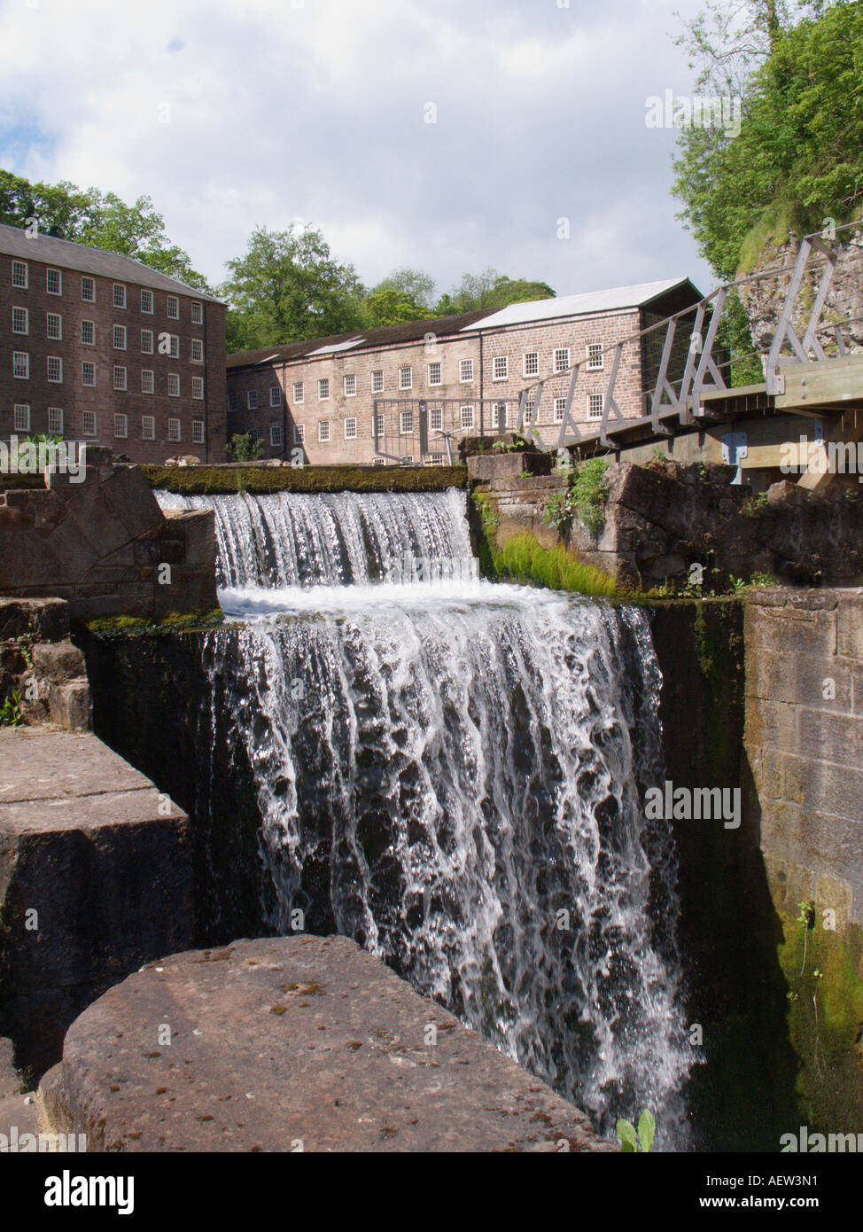 Sir Richard Arkwright first water powered spinning cotton mill at Cromford Mill Cromford Derbyshire England Stock Photo