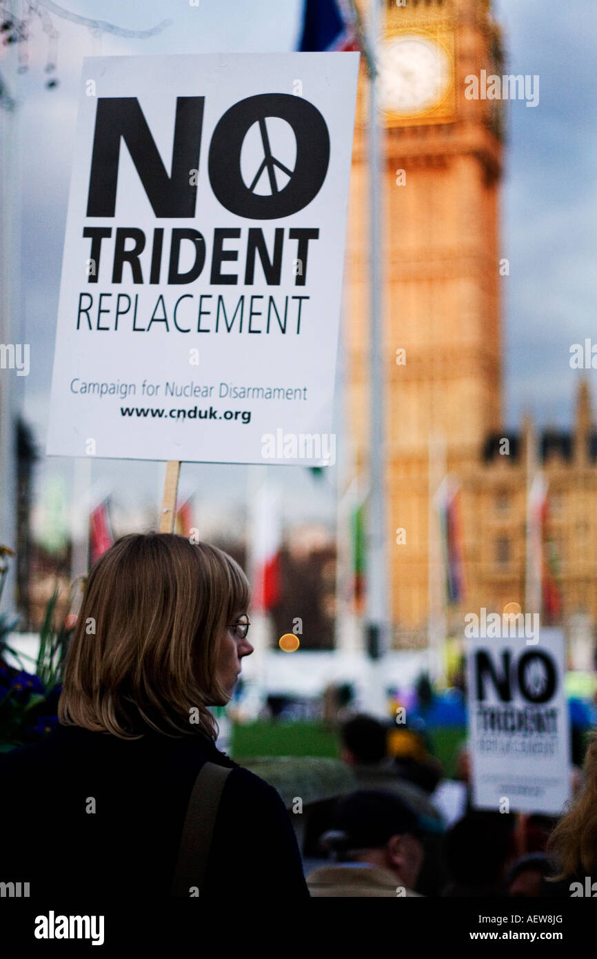 A No Trident Protester in Parliament Square. Stock Photo