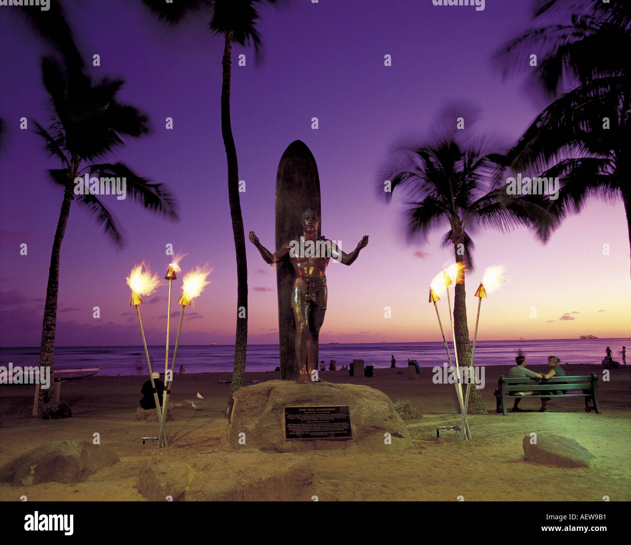 Duke Kahanamoku Statue OAHU HAWAII Stock Photo