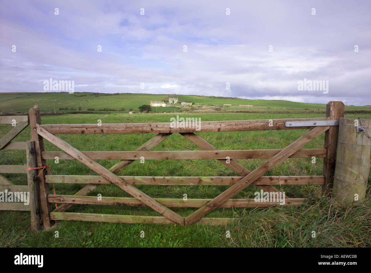 Farm gate to field paddock meadow near Polzeath located on the North ...