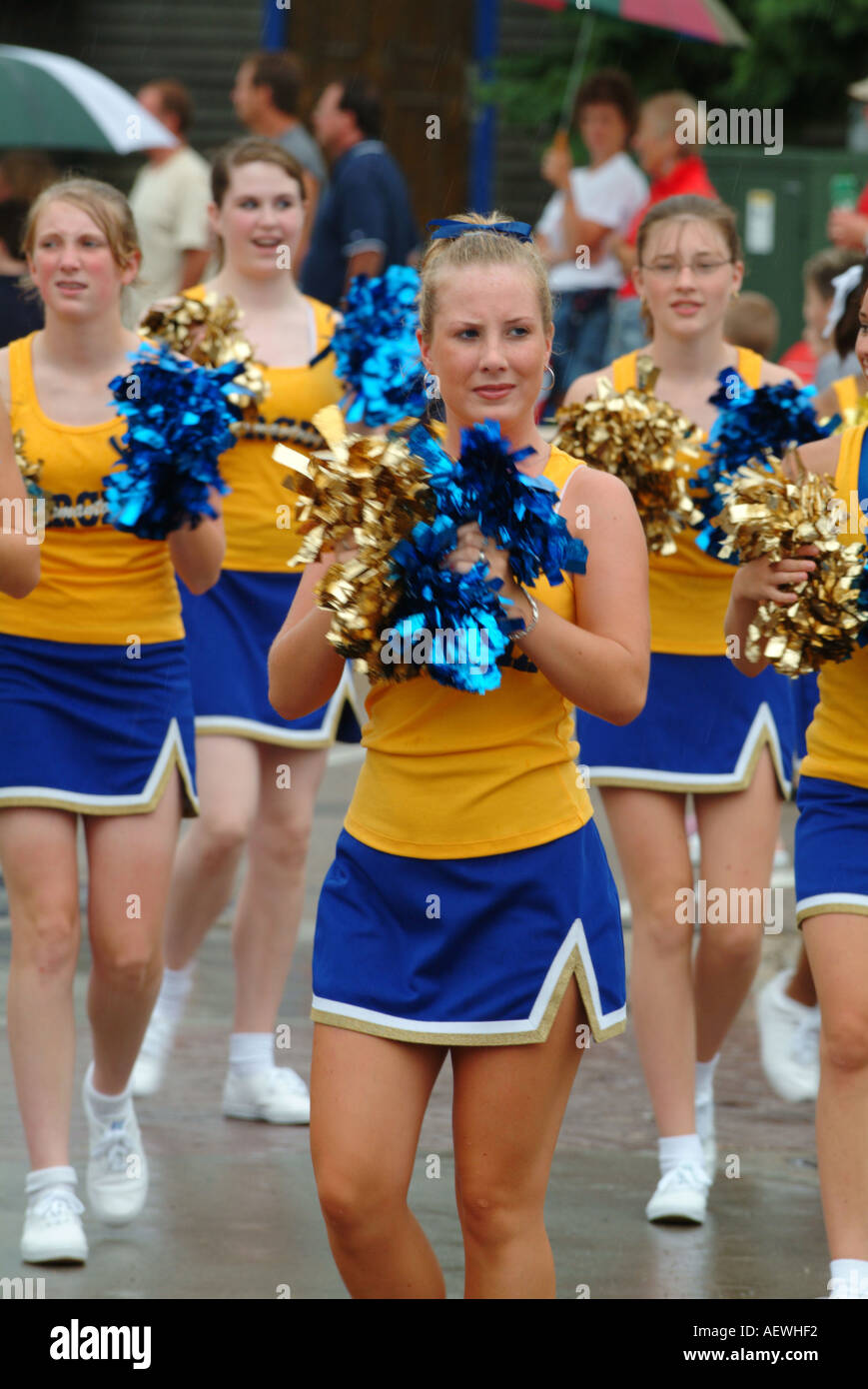 Germantown high school cheer leaders in parade Stock Photo