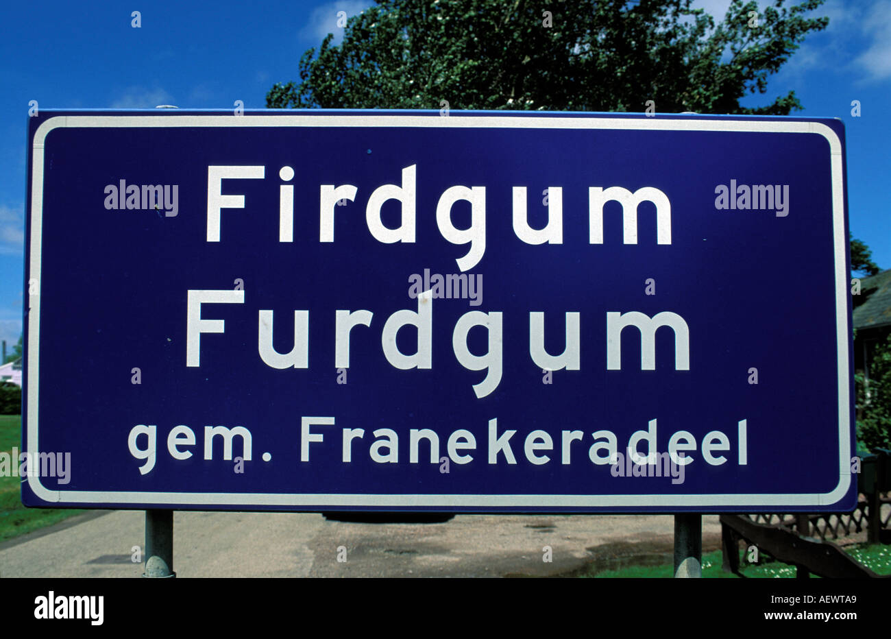 firdgum road sign Stock Photo