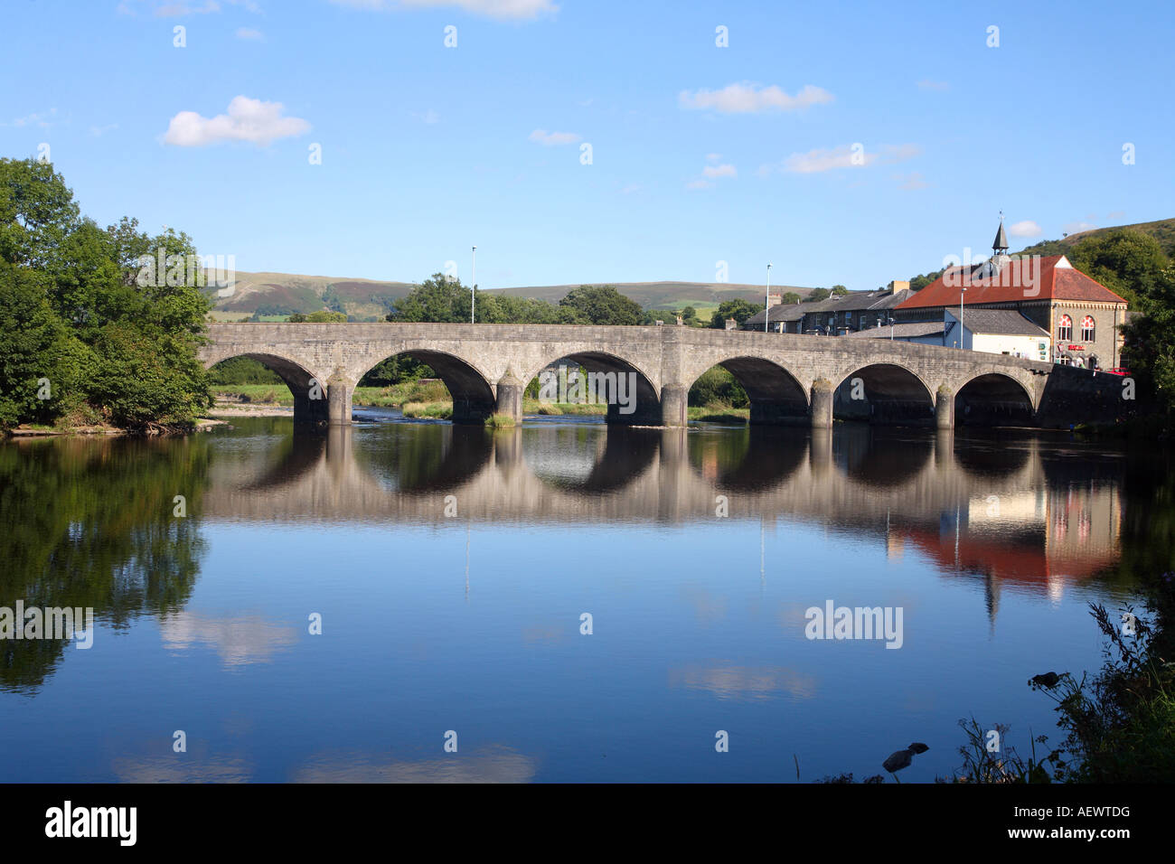 Builth bridge and the river wye in Builth Wells, Powys, mid Wales, UK