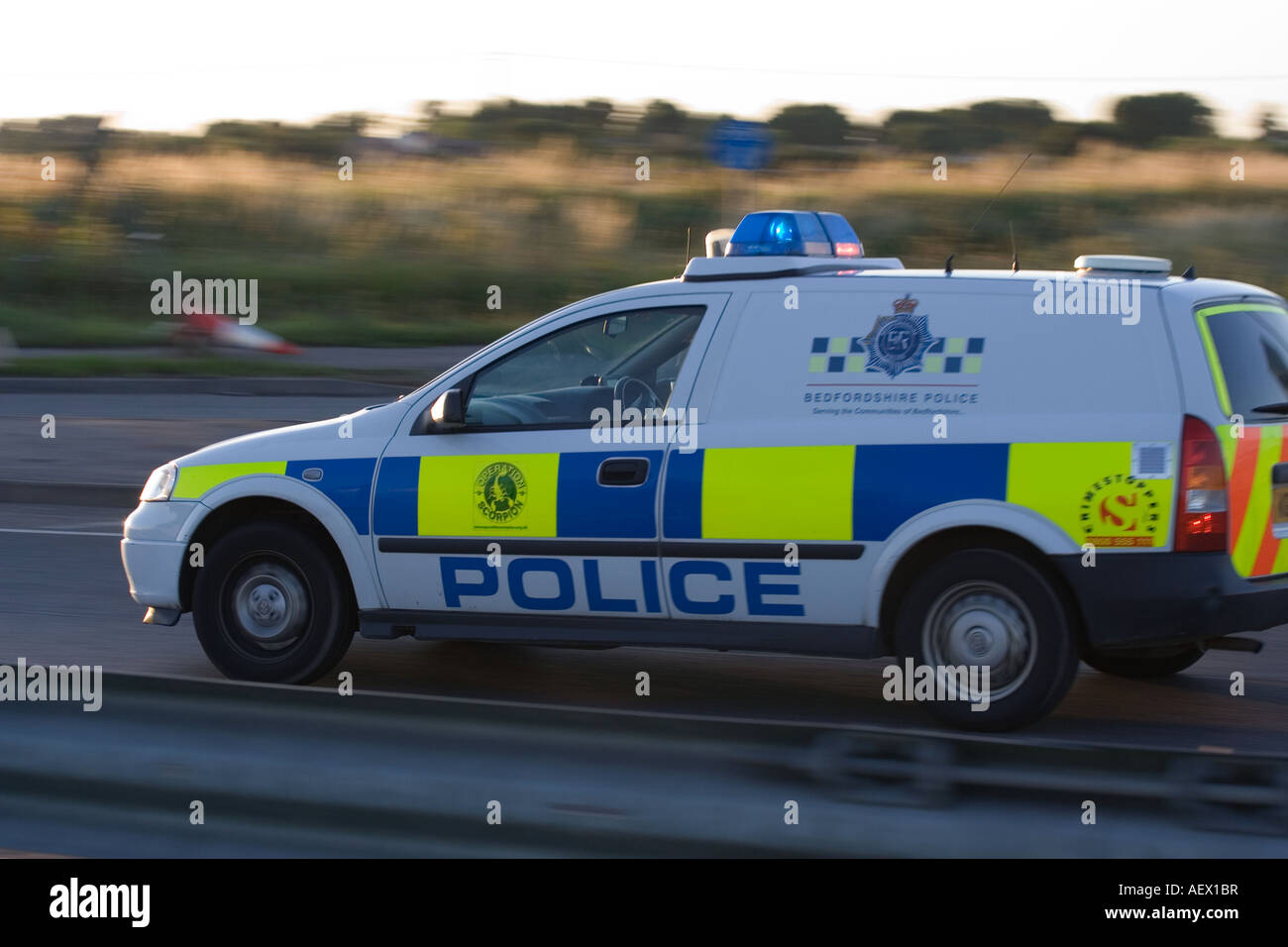 Police Car / Van in action Stock Photo